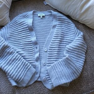 & Other Stories Light Blue Wool Ribbed Cropped Cardigan. Cozy , Thick, and Warm.